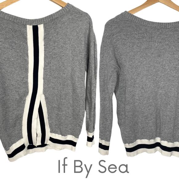 If By Sea Split Back Crew Neck Sweater Gray XS Wool Blend - Picture 1 of 6